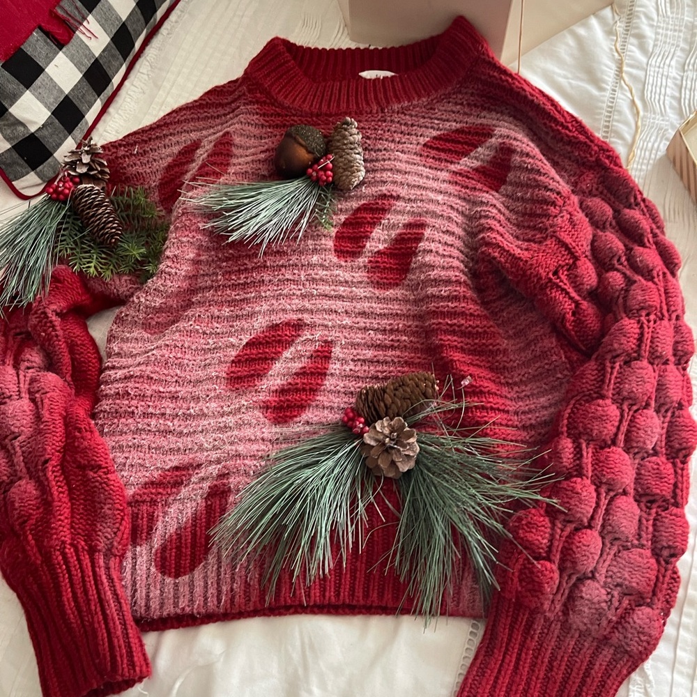 Elodie Red Textured Women's Sweater